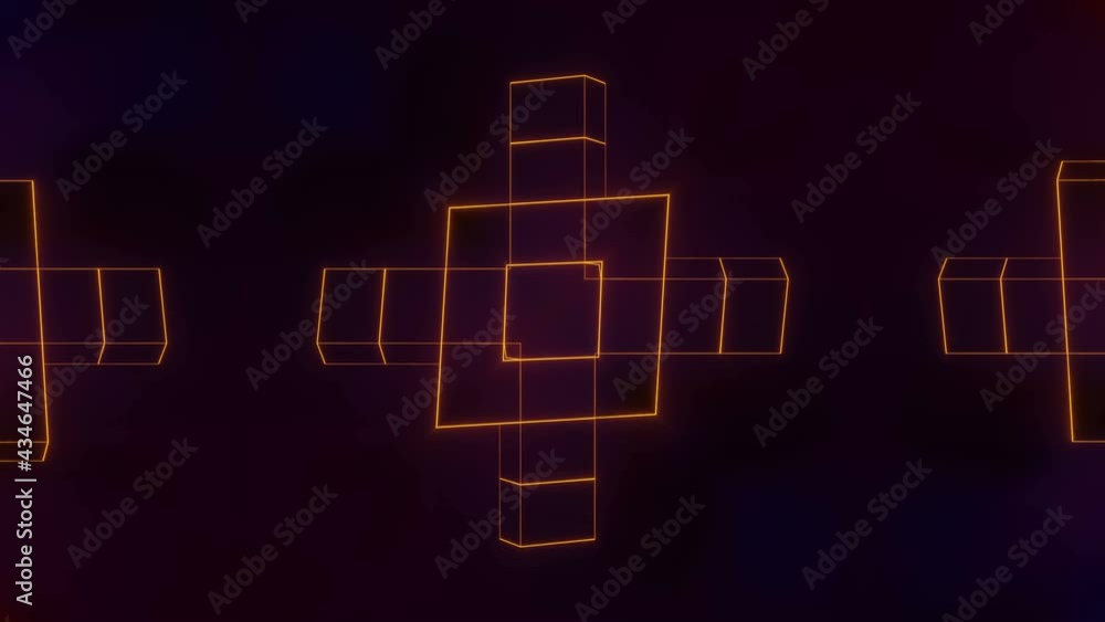 Aufkleber moving neon glowing three-dimensional kaleidoscope patterns and ornaments. looped animation. 3d rend