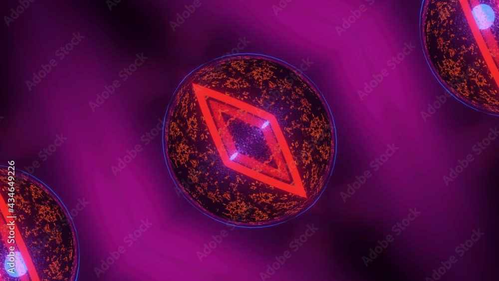 Poster moving neon glowing three-dimensional kaleidoscope patterns and ornaments. looped animation. 3d rend