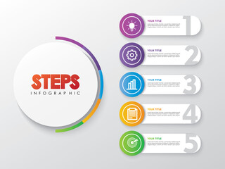 Timeline Infographics Design Vector, Workflow Layout, Diagram, Annual Report, Web Design.  5 Options, Steps or Processes of Business Concept
