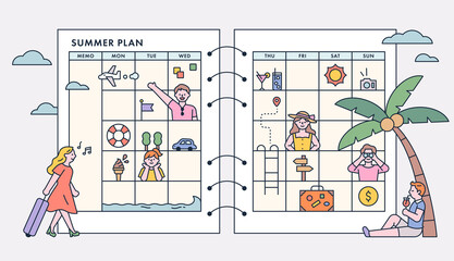 Travel diary concept poster. flat design style minimal vector illustration.