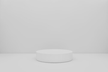 white 3d round empty pedestal platform for display show and place for presentation