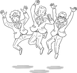 ジャンプする3人のビジネスマン
