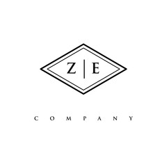 initial ZE logo design vector