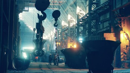 Metallurgical plant with industrial equipment and personnel