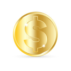 Gold dollar coins. Big win. Success symbol. Gold blank coins. Business concept. Stock image. Vector illustration.