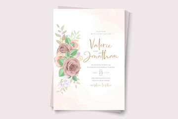 Fototapeta na wymiar Elegant wedding invitation template with soft color floral ornament