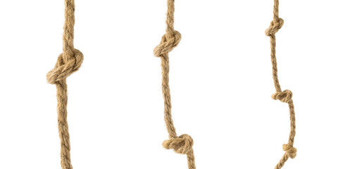 A set of rope ropes with knots isolated on a white background.