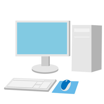 computer setup with blue screen and mouse clip art preview