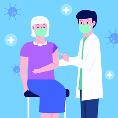 Illustration of old woman vaccination concept vector design