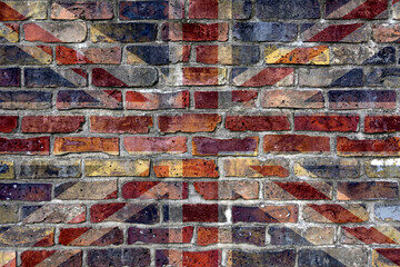 レンガの壁に描かれた、イギリス国旗のデザイン