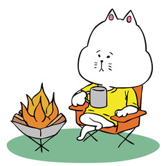 ソロキャンプをしている猫