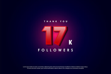 Thank you 17k followers with a bright purple background with light effects.