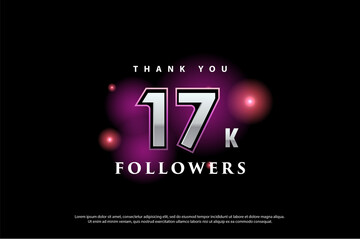 Thank you 17k followers with a blurry purple circle background.