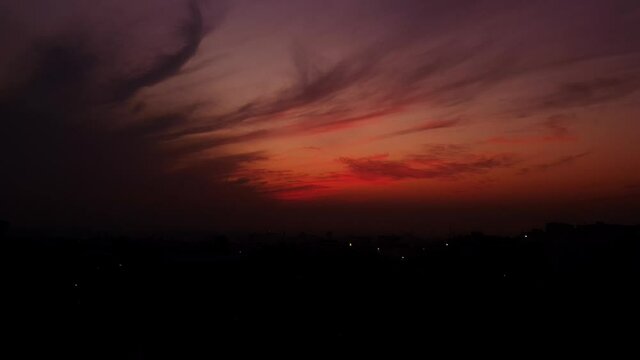 Mussoorie Uttarakhand 'winter line' is visible on the western horizon in the evening from mid-October to January. Sun sets, the horizon comes alive with myriad shades of yellow, red, orange, purple.