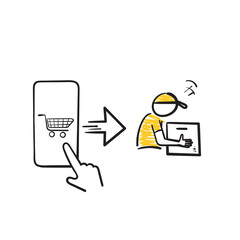 hand drawn purchase order and delivery illustration vector isolated
