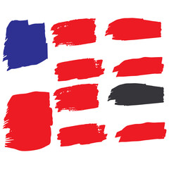 Black Watercolor Isolated. Red Brushstroke Splatter. Brushes Square. Ink Graffiti. Paintbrush Splatter. Paint Scratch. Art Isolated. Set Background. Grungy Collection.