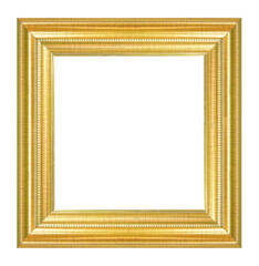 Gold vintage picture and photo frame isolated on white background
