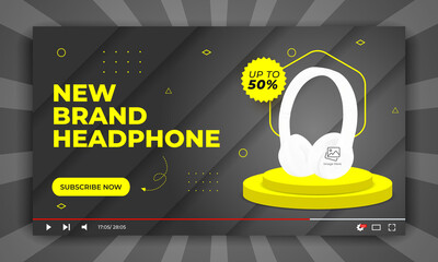 product channel thumbnail or headphone sale web banner template