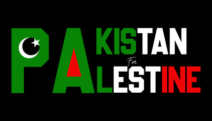 Pakistan for Palestine lettering merged into each other with their national flag icons