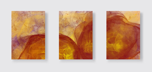 Abstract alcohol ink colors banners. Mixing paints