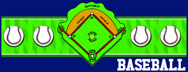 baseball field and balls 