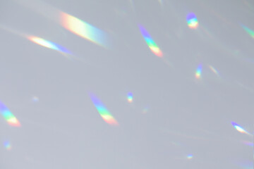 Blurred rainbow light refraction texture overlay effect for photo and mockups. Organic drop...