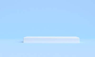 Blue  Minimal style 3D Render  Mockup Background, Blank shelf stand for showing product.