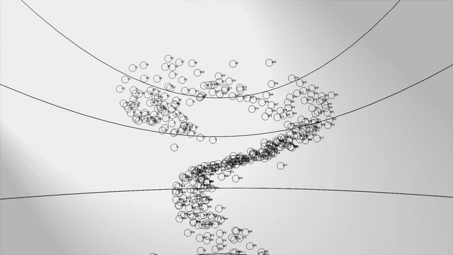 3d animation, a vortex of circles with numbers on grey background