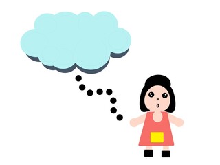 Cute Cartoon girl with thought bubble