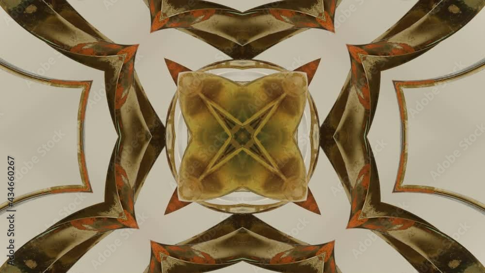 Poster moving bright three-dimensional kaleidoscope patterns and ornaments. looped animation. 3d render