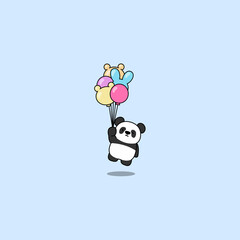 Cute panda holding balloons, vector illustration © Totostarkk9456
