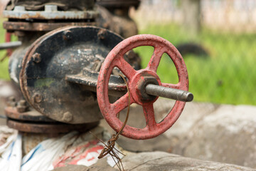 valve old heating pipeline with a tap