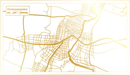 Contramaestre Cuba City Map in Retro Style in Golden Color. Outline Map.