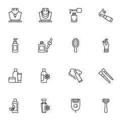 Beauty and fashion accessory line icons set