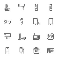 Home appliances line icons set