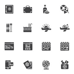 Travel agency service vector icons set