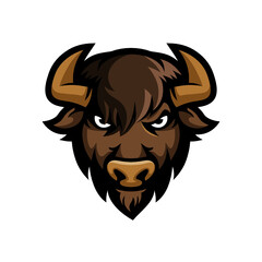 Bison Mascot Logo, Gaming Esport Logo Design Template Inspiration, Vector Illustration