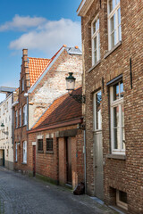 Medieval facades of houses in the center of Bruges. Belgium.
