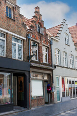 Medieval facades of houses in the center of Bruges. Belgium.