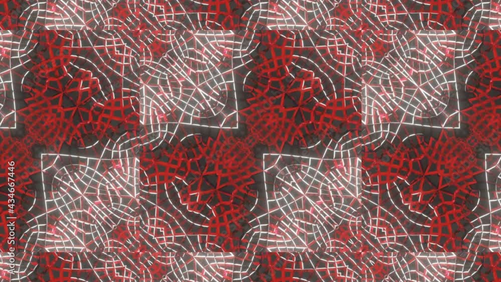 Poster moving kaleidoscope patterns. looped abstract animation. 3d render