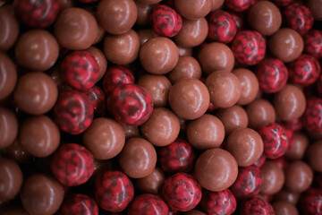 Chocolate balls, sweet textures and background