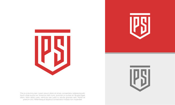 Initials PS logo design. Initial Letter Logo. Shield logo.