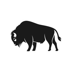 Black Bison Vector, Illustration, Silhouette
