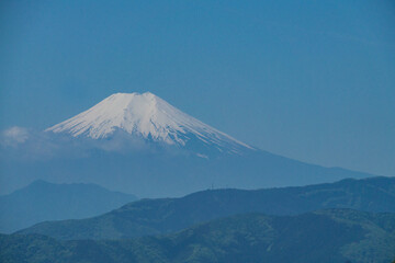 春の富士山を眺める