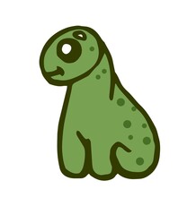 Cheerful funny dinosaur. Dino illustration. Cartoon sketch style. Hand outline drawing of animal. vector