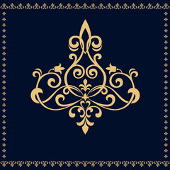 Damask graphic ornament. Floral design element. Gold vector pattern