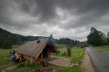 old wooden house in mountains