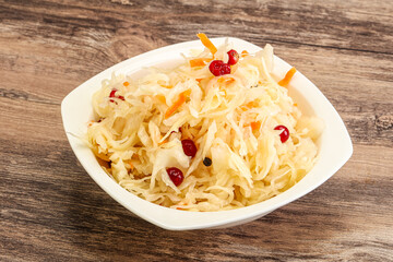 Sauerkraut with cranberry in the bowl