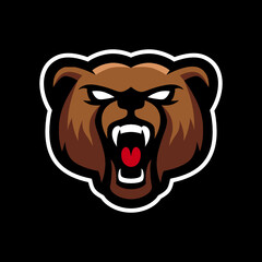 Bear Mascot Logo, Gaming Esport Design Template Inspiration, Vector Illustration
