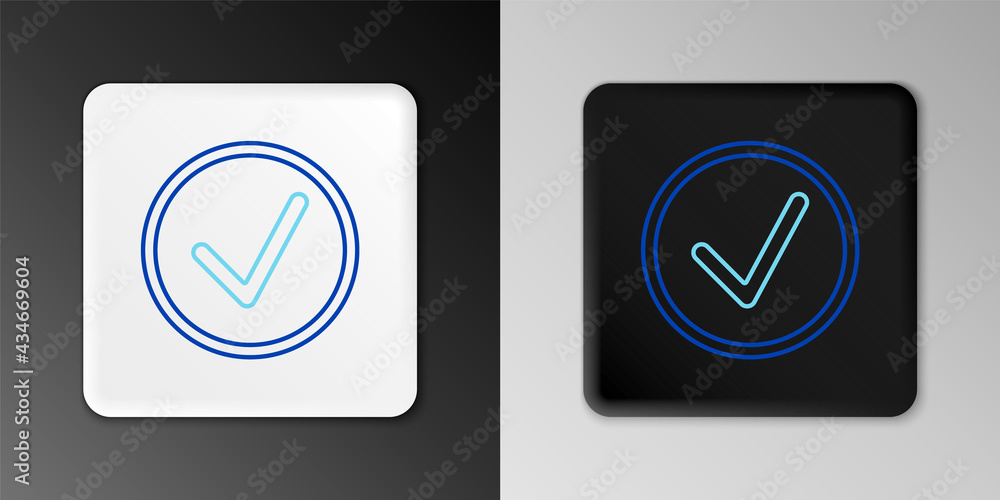 Aufkleber line check mark in circle icon isolated on grey background. choice button sign. checkmark symbol. co